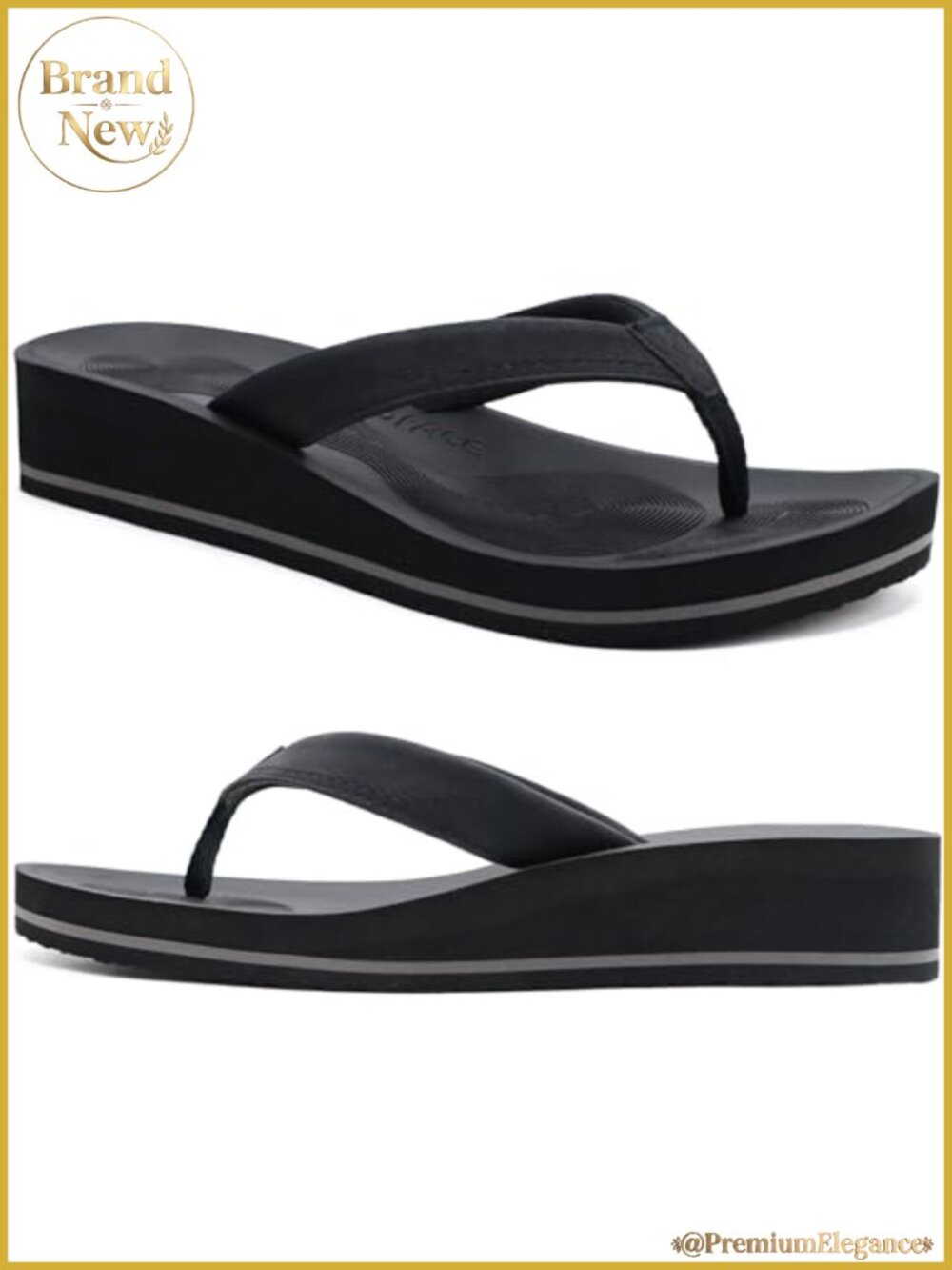 Wedge Flip Flops for Women Arch Support Thong Sandals PU Leather